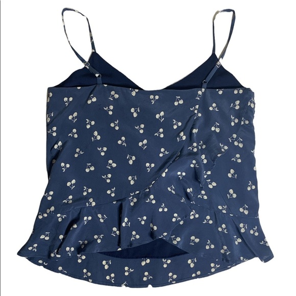 Amour Vert‎ Cherry Print Silk Ruffle Back Cami - Picture 2 of 6